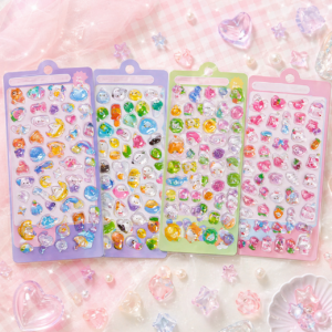 YUNIA STK01-B2 3dシール 4枚セット 立体 ぷくぷくぷっくり ぷにぷに 中実タイプ おしゃれ おしり おはじきシール かわいい ステッカー 貼り付け可能 (複製)